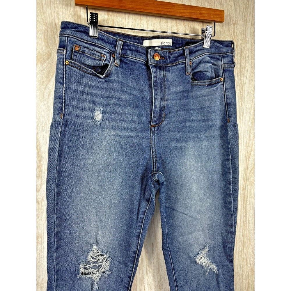 Ella Moss Skinny Jeans 32 High Rise Distressed‎ Light Wash Ankle Boho Chic - Picture 4 of 7